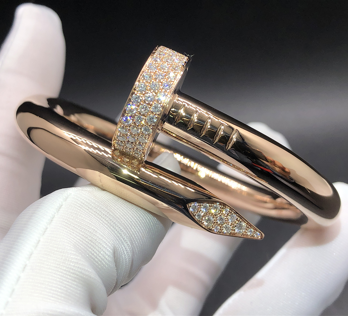 Cartier Large Model Juste un Clou XL Nail Bracelet in 18K Rose Gold with Diamonds