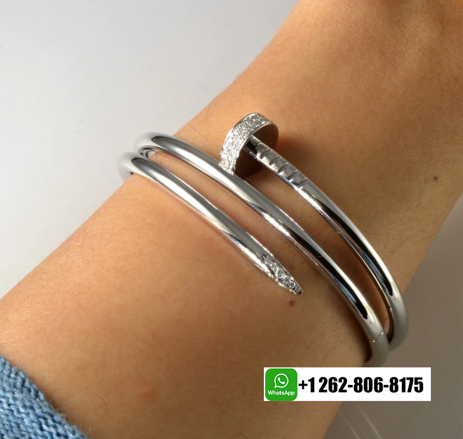 Cartier 18k White Gold and Diamond Juste un Clou Double Nail Bangle Bracelet