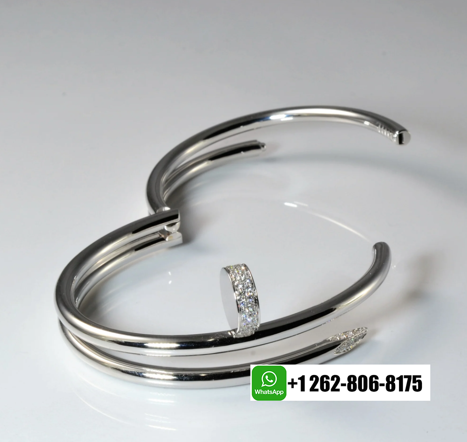 Cartier 18k White Gold and Diamond Juste un Clou Double Nail Bangle Bracelet