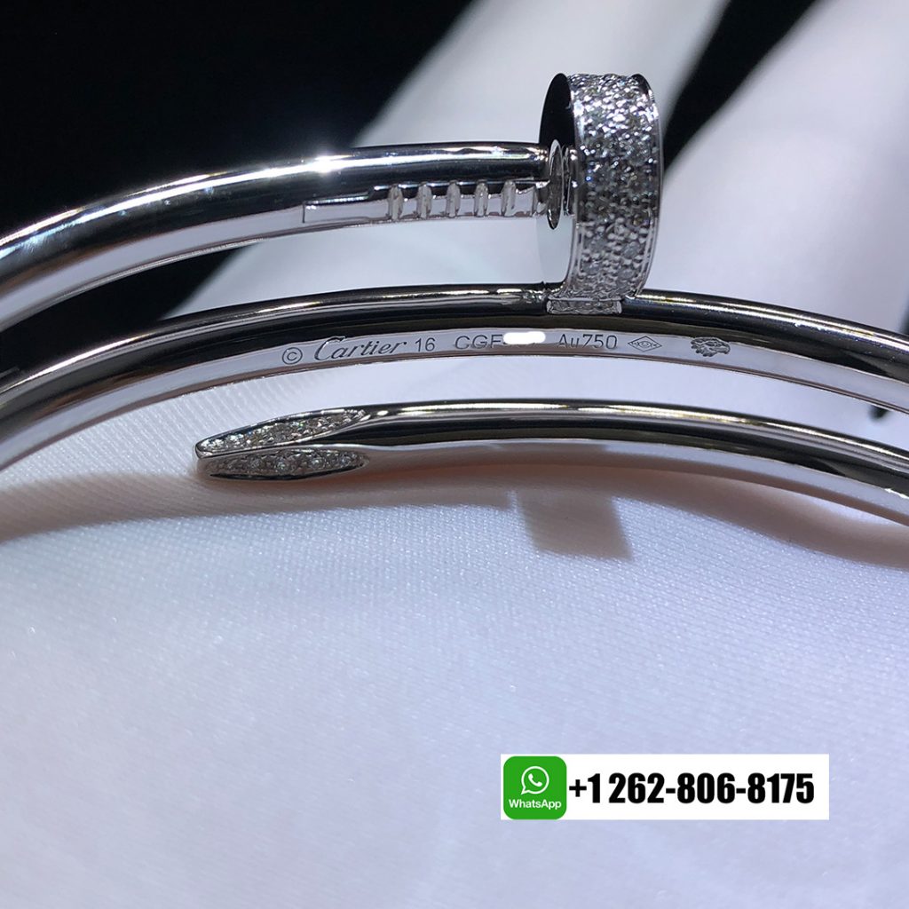 Cartier 18k White Gold and Diamond Juste un Clou Double Nail Bangle Bracelet