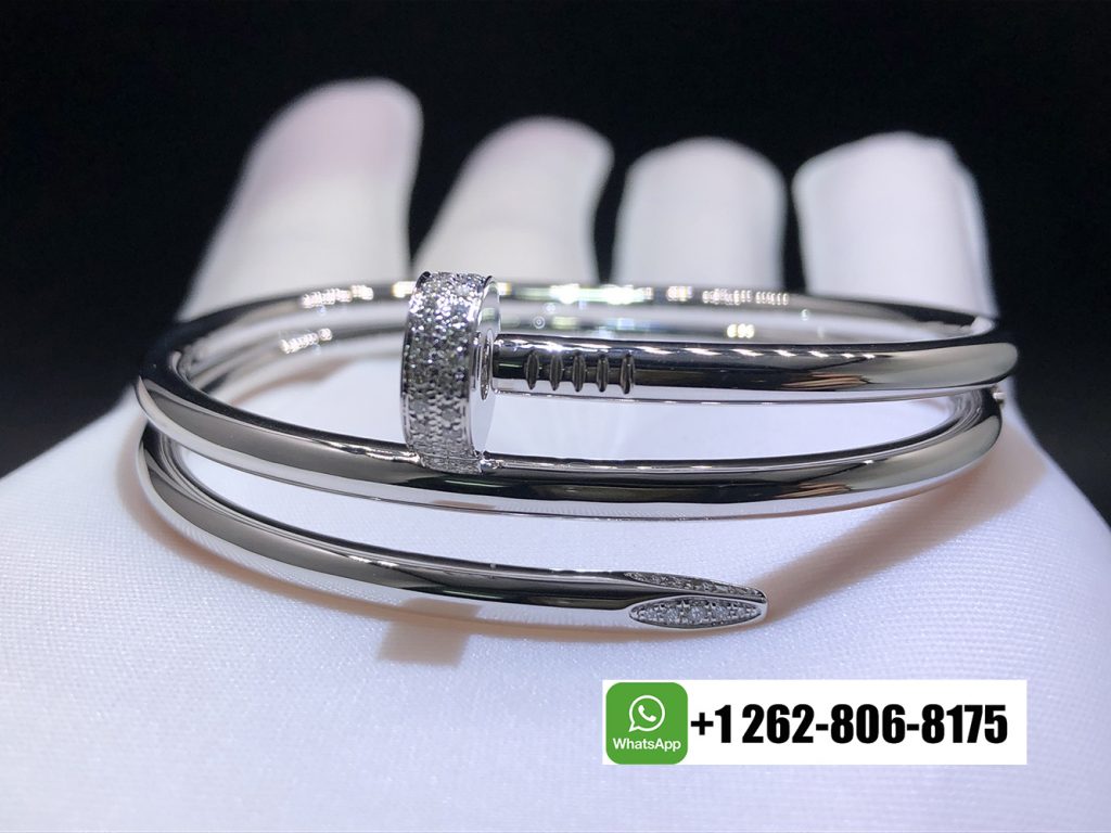 Cartier 18k White Gold and Diamond Juste un Clou Double Nail Bangle Bracelet