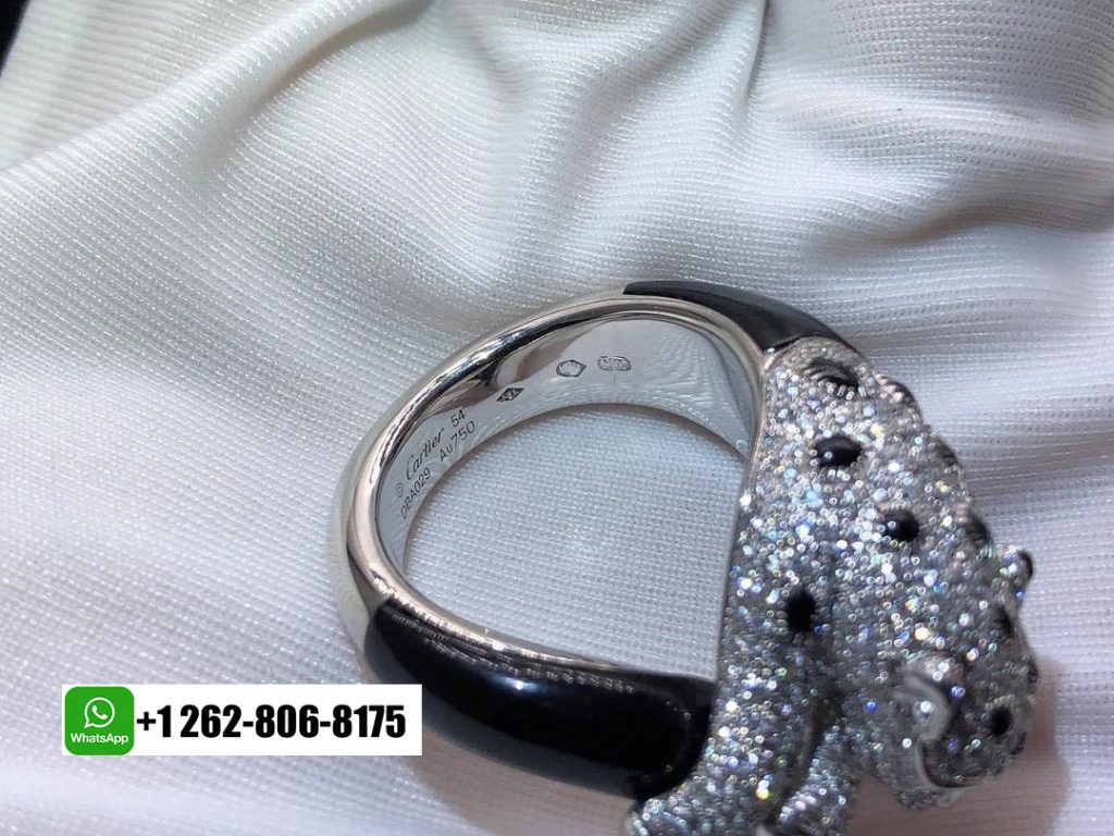 Cartier Panthere de Cartier 18k White Gold Diamond, Emeralds, Onyx Ring