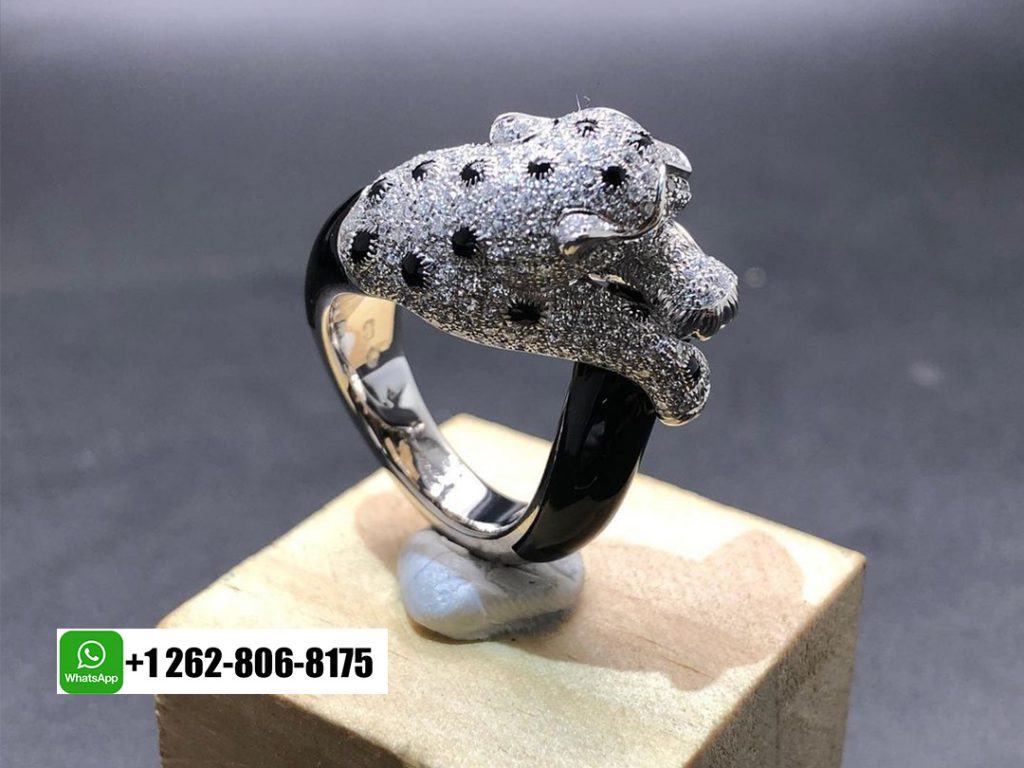 Cartier Panthere de Cartier 18k White Gold Diamond, Emeralds, Onyx Ring
