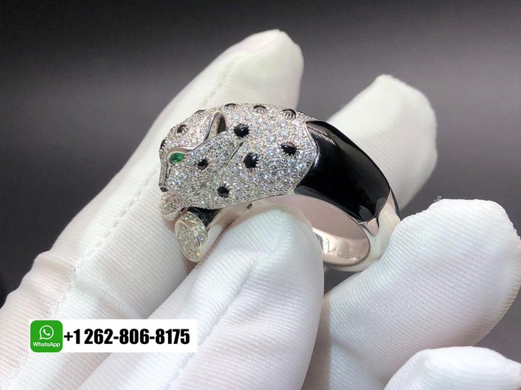 Cartier Panthere de Cartier 18k White Gold Diamond, Emeralds, Onyx Ring