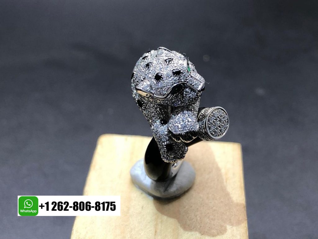 Cartier Panthere de Cartier 18k White Gold Diamond, Emeralds, Onyx Ring