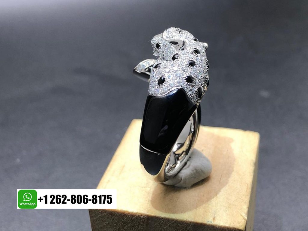 Cartier Panthere de Cartier 18k White Gold Diamond, Emeralds, Onyx Ring