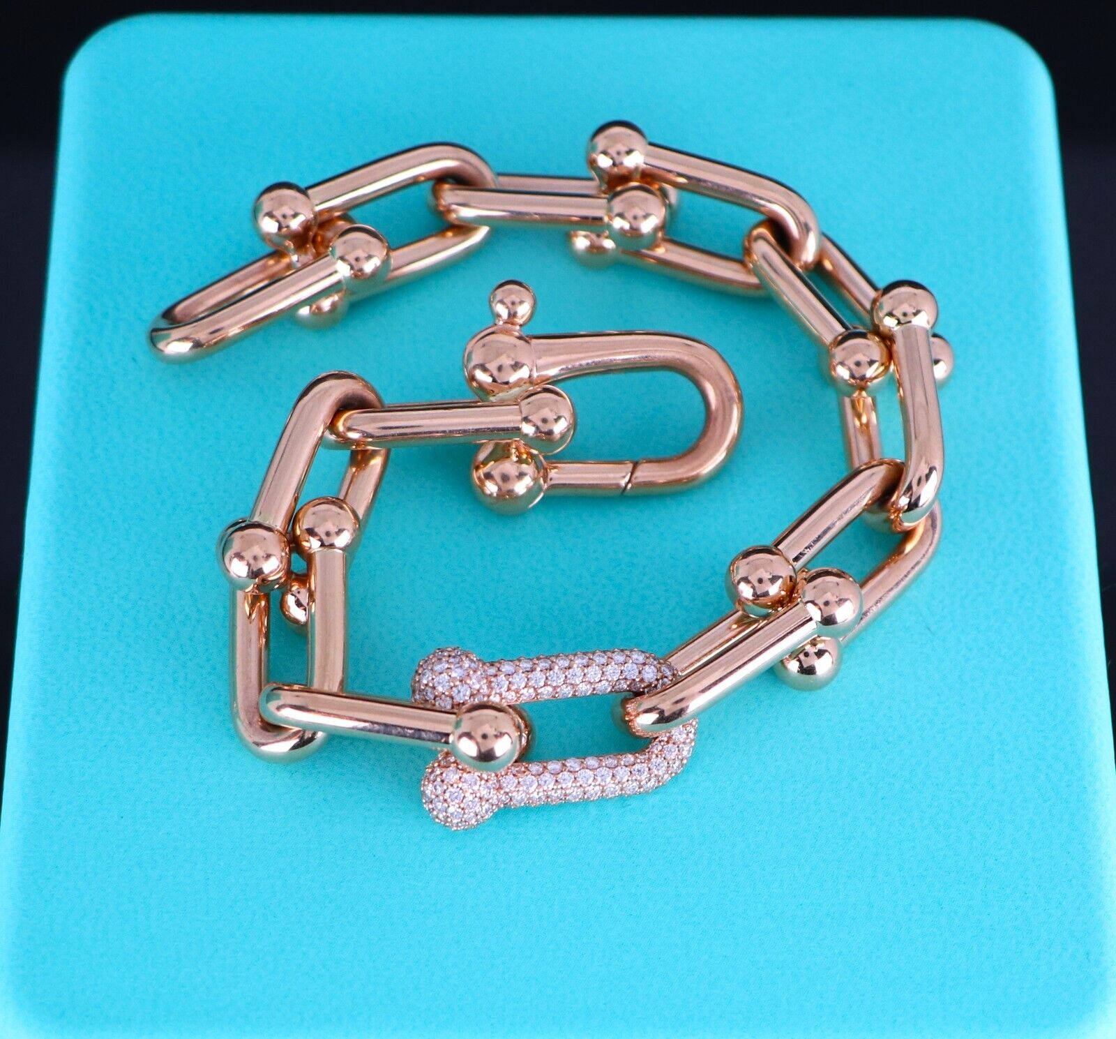 Tiffany & Co. 18k Rose Gold HardWear Large Link Diamonds Bracelet