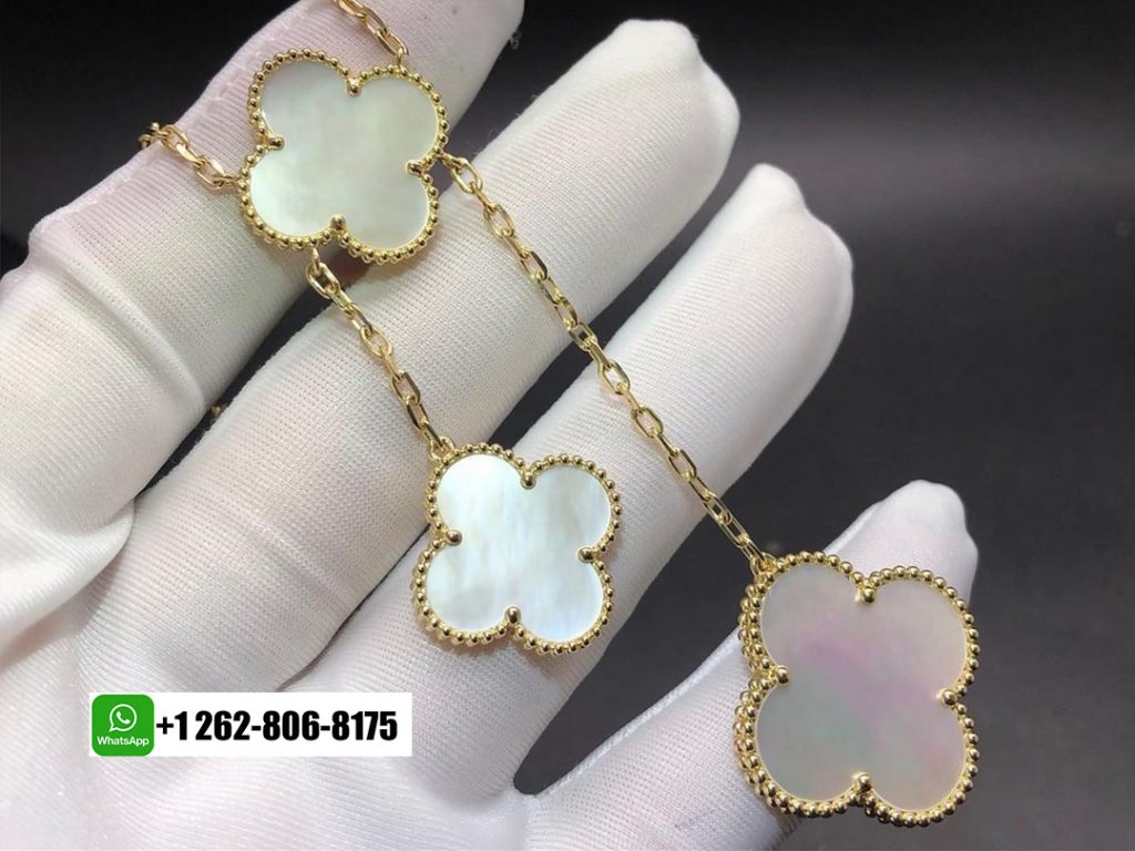 Van Cleef & Arpels Magic Alhambra Mother of Pearl 18K Yellow Gold 6 Motifs Necklace 