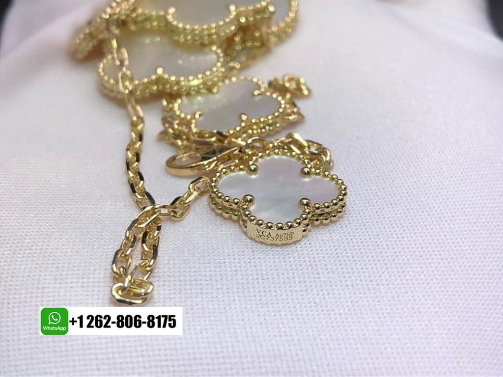 Van Cleef & Arpels Magic Alhambra Mother of Pearl 18K Yellow Gold 6 Motifs Necklace 